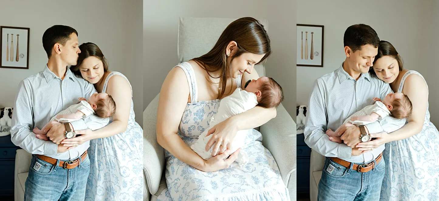Mom holds newborn during photo session in OKC.
