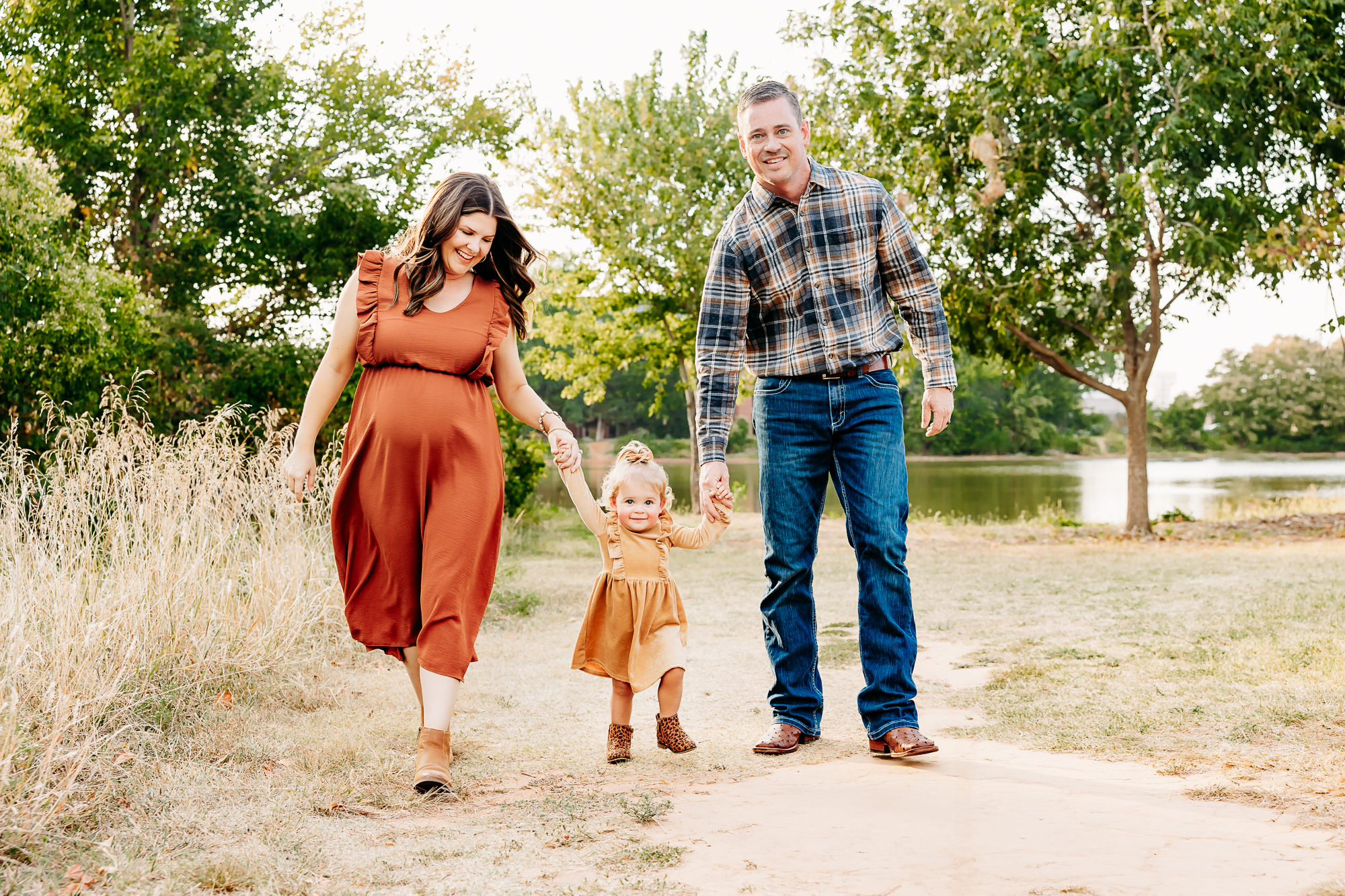 Family of five during family photo session at Will Rogers Gardens in Oklahoma City, OK.