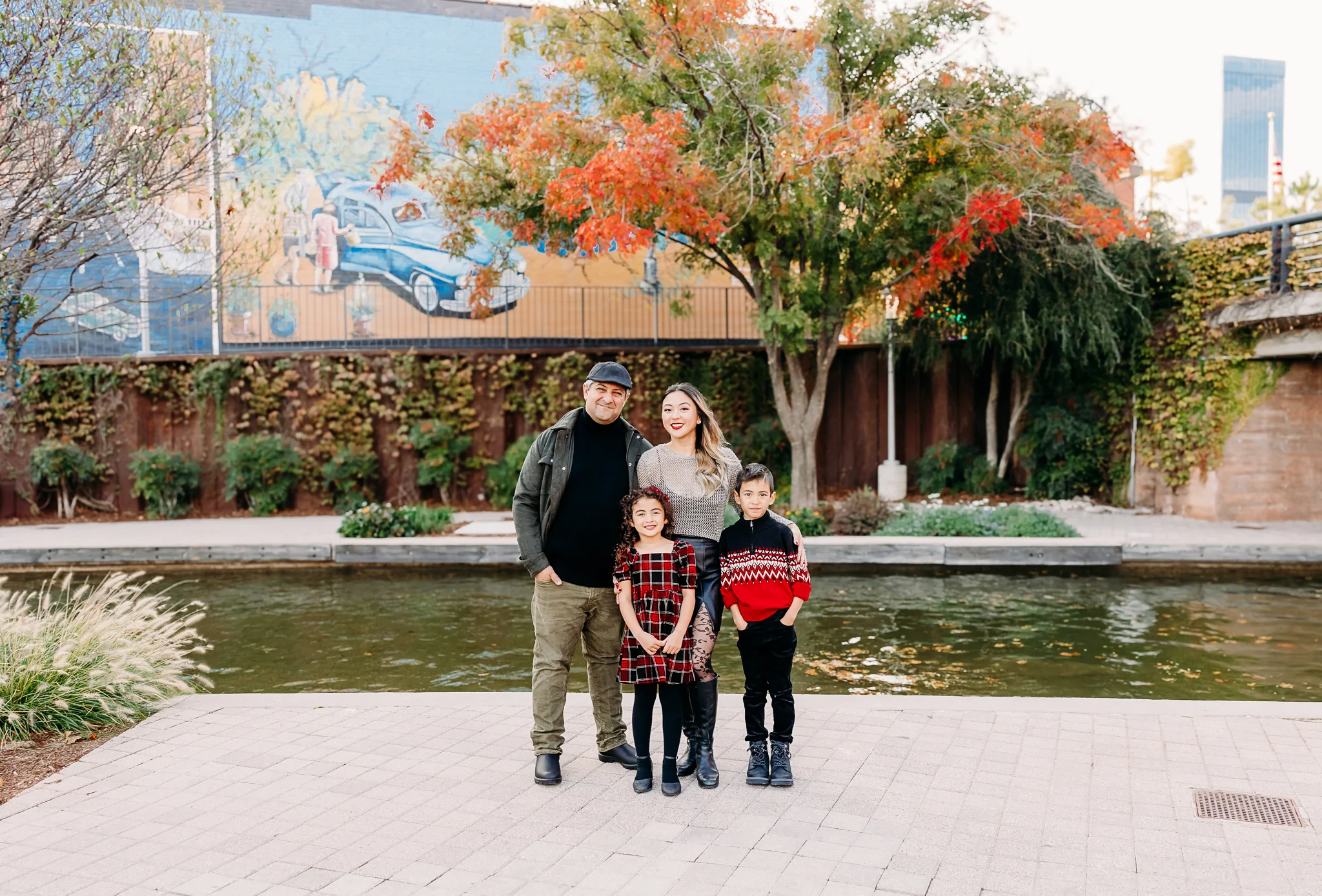 Family of five during family photo session at Will Rogers Gardens in Oklahoma City, OK.