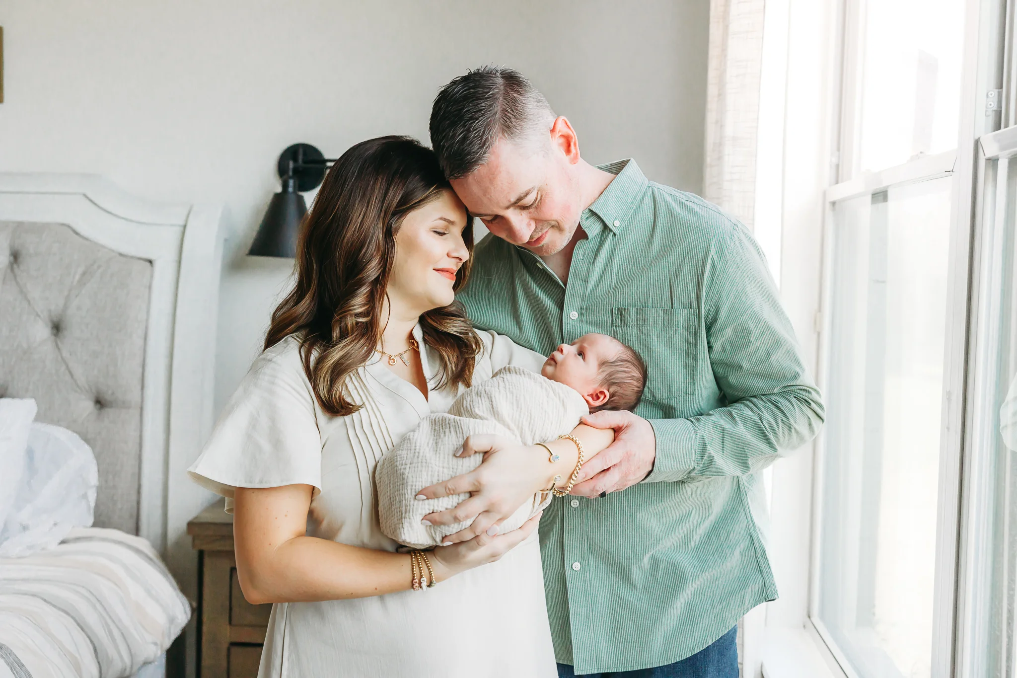 Family of 4 during golden hour photos at a park in Edmond, OK.