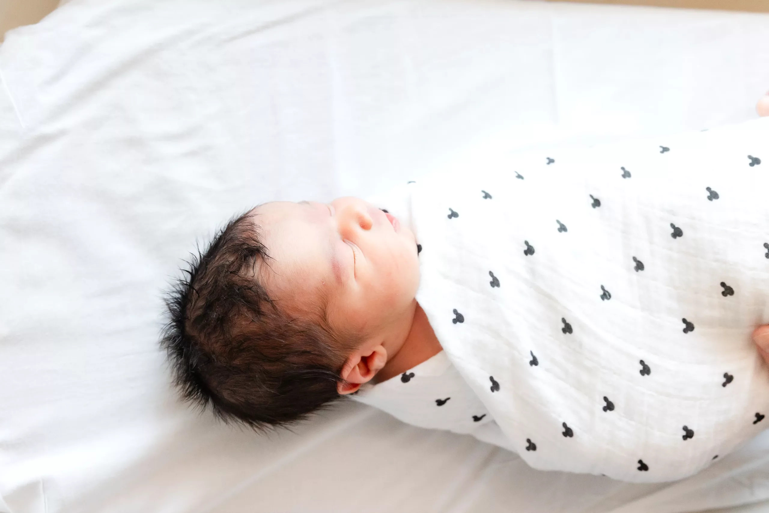 family of 4 during newborn photo session with overlay saying newborn on it.