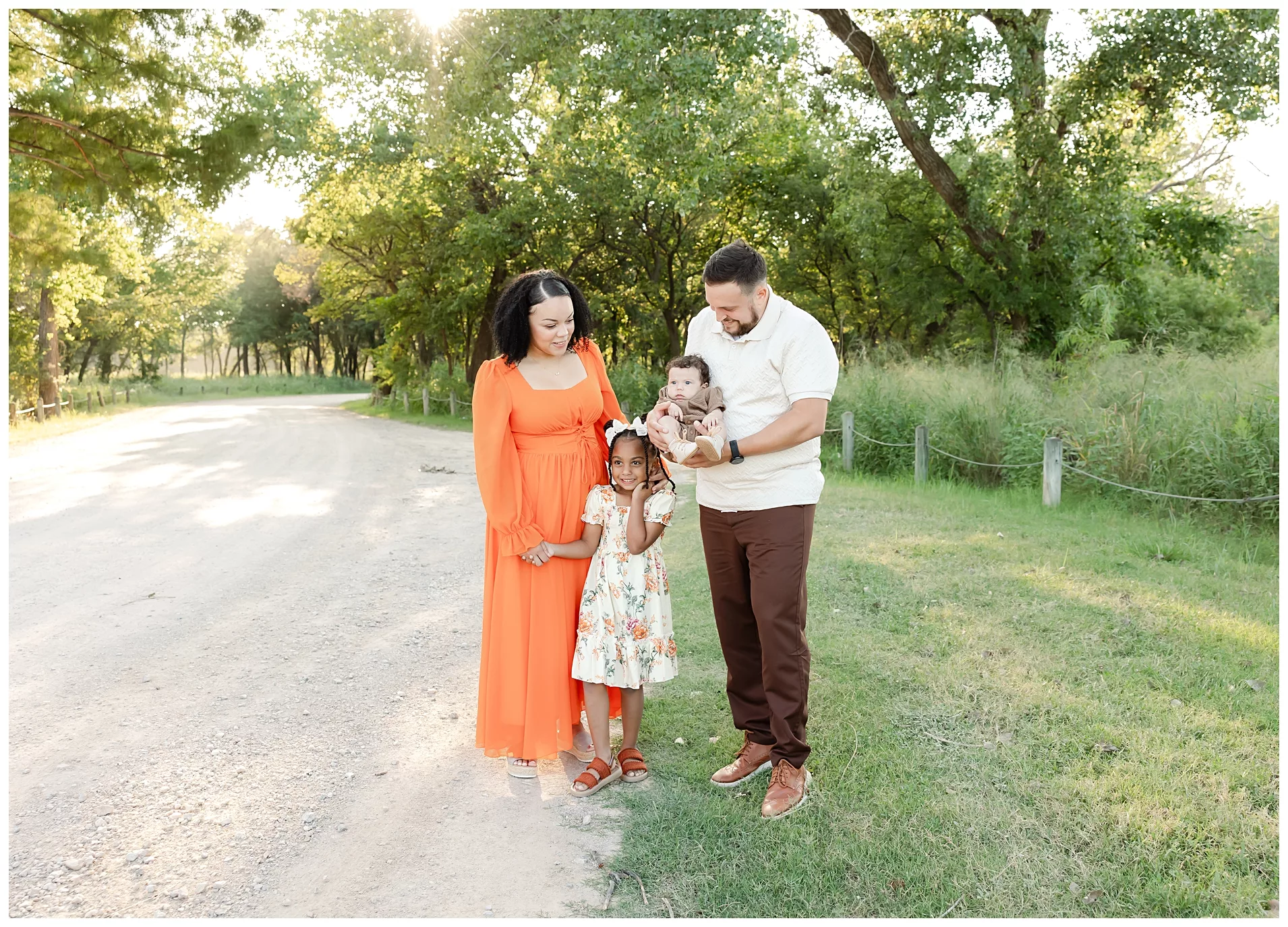 Family of five during family photo session at Will Rogers Gardens in Oklahoma City, OK.