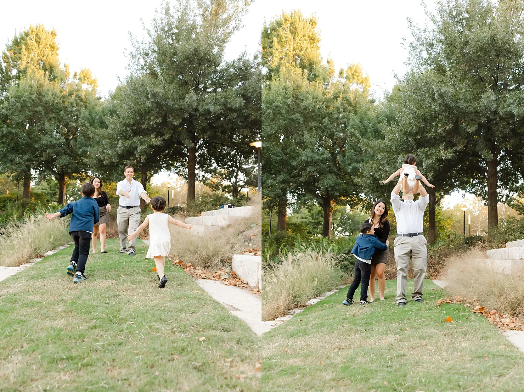 Family plays together during family photo session in OKC.