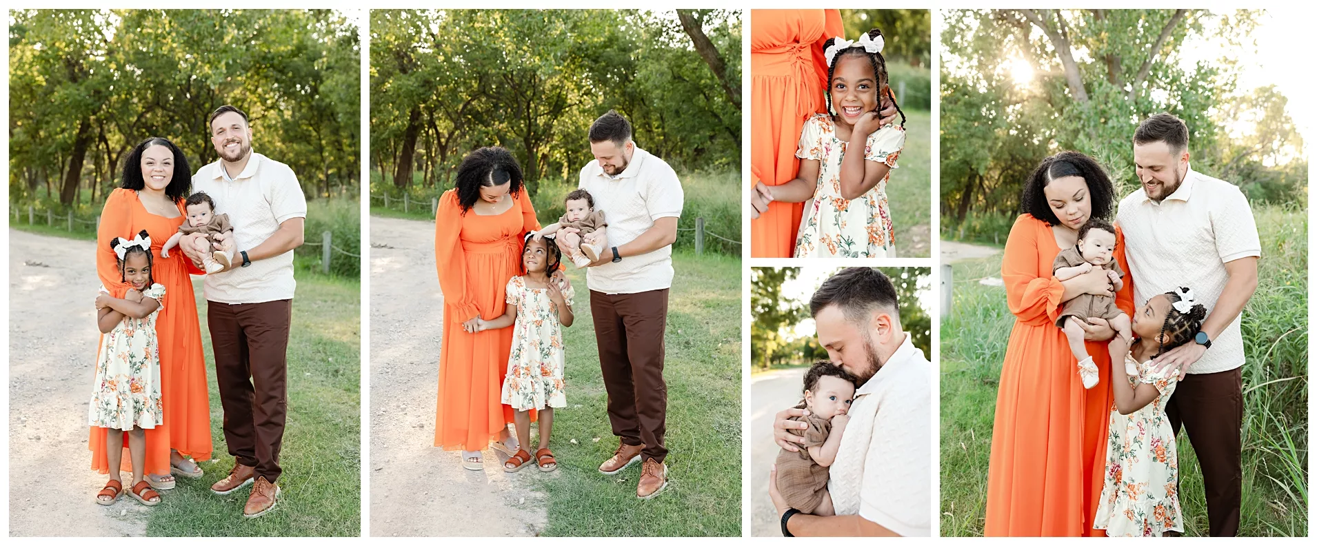 Dad and his two boys in the golden sunlite flower field.