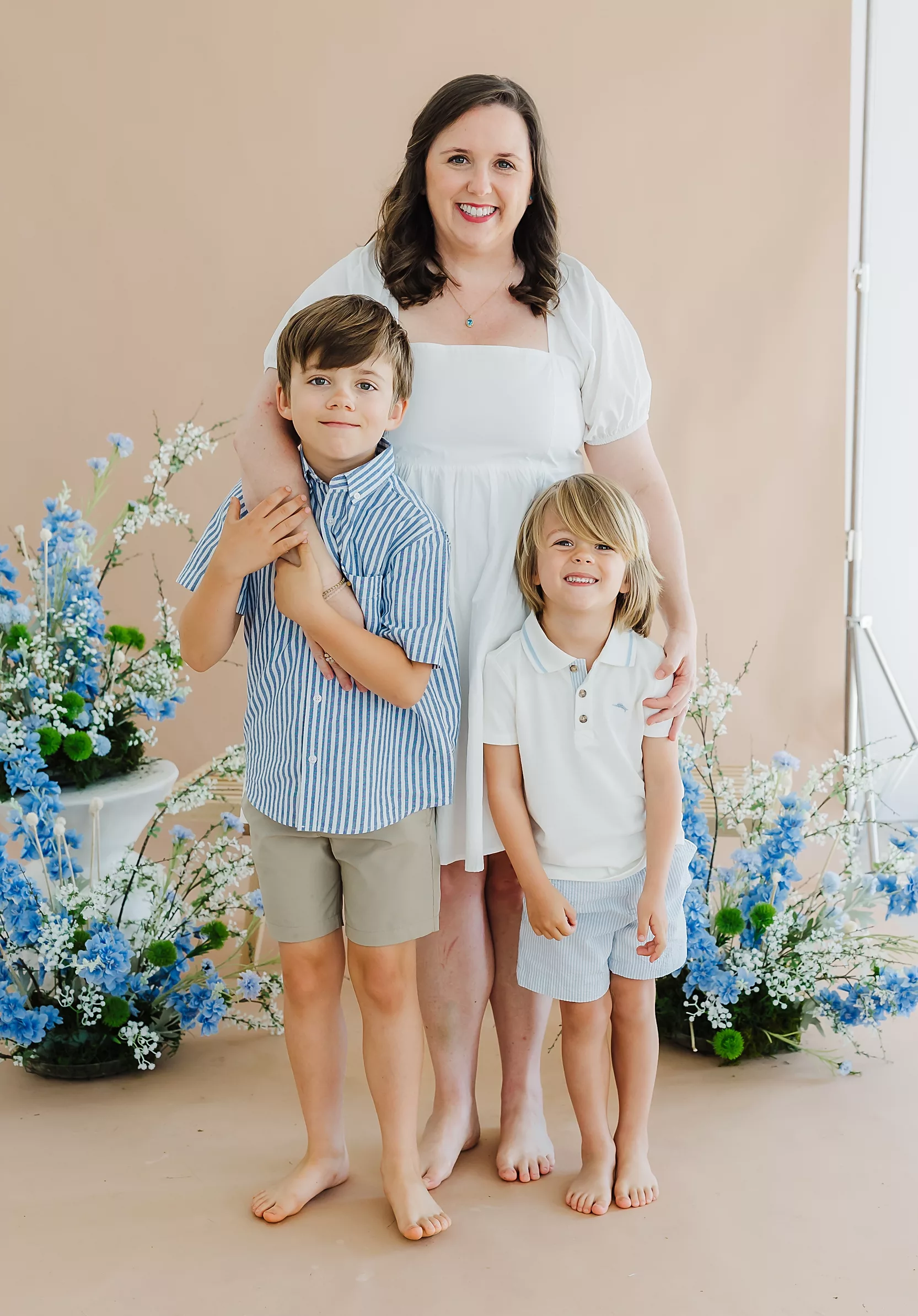 Family of five during family photo session at Will Rogers Gardens in Oklahoma City, OK.
