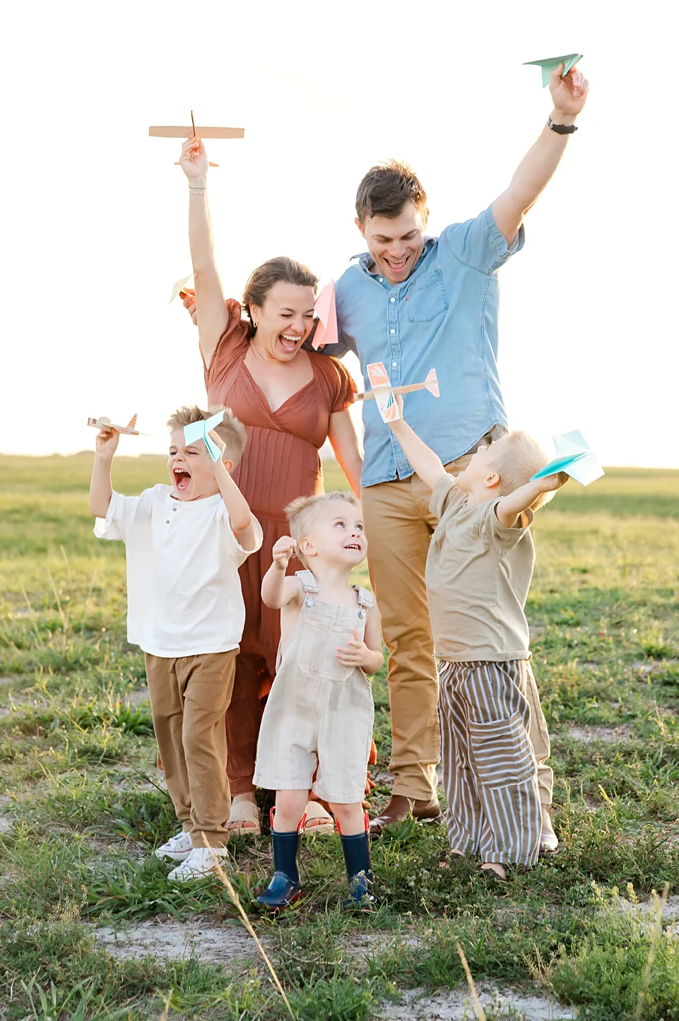 mood board of pinks and neutrals for what to wear for spring family photos in OKC
