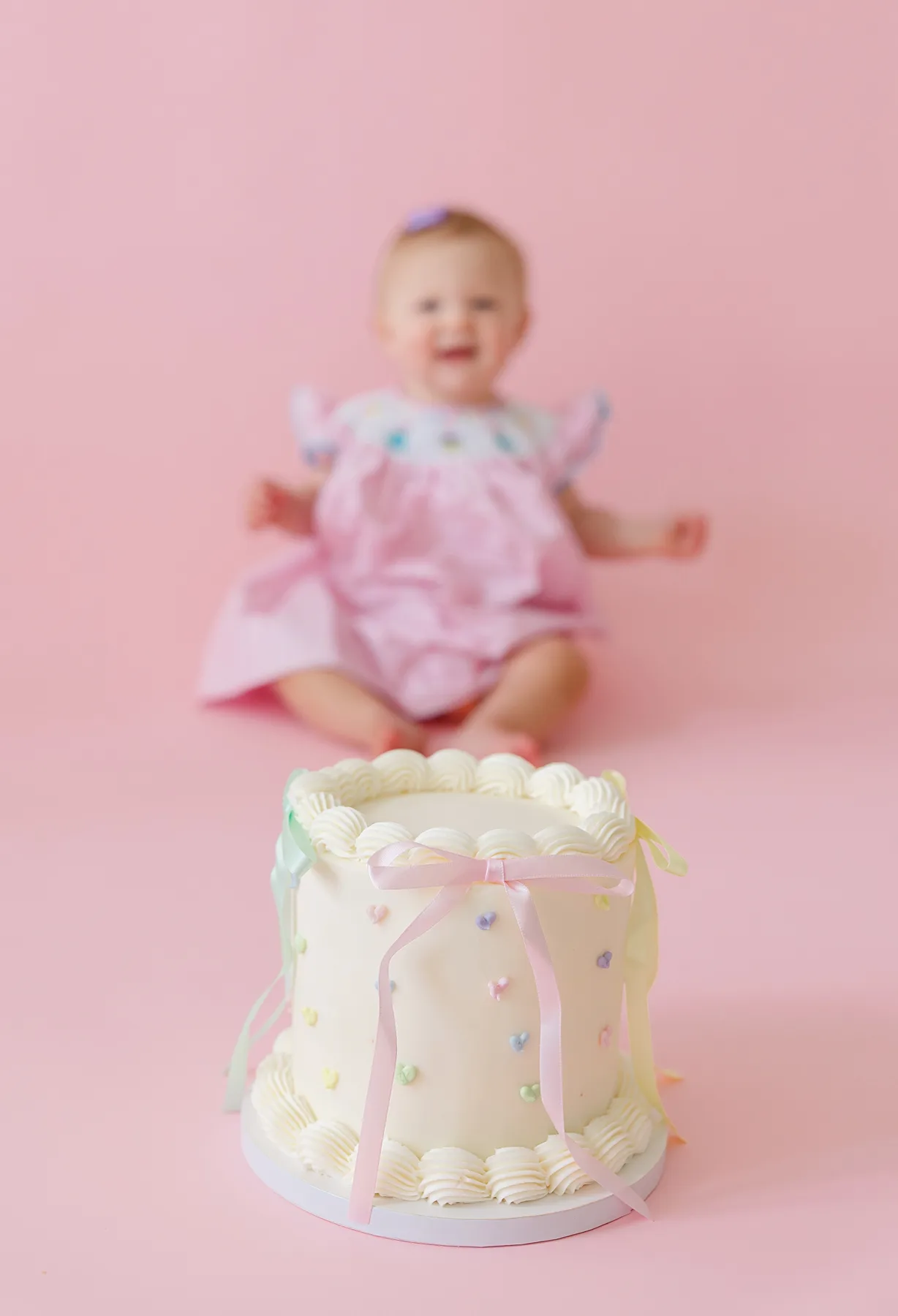simple white cake for cake smash 1st birthday photos in OKC.